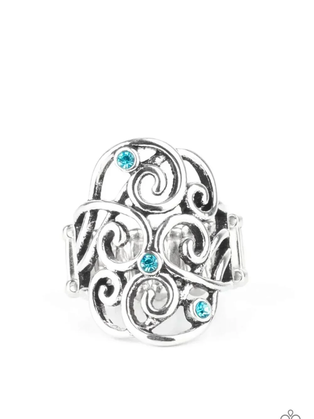 Paparazzi Jewelry Accessories - FRILL Out! - Blue Ring - Vintage - Picture 2 of 4
